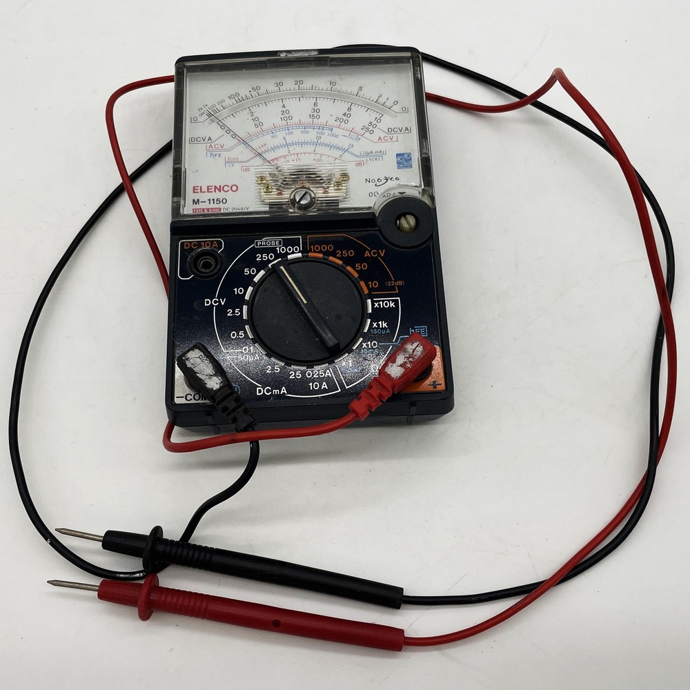 Vtg Elenco Multimeter Analog Volts Ohms Electrical Circuit Tester Probes AC/DC